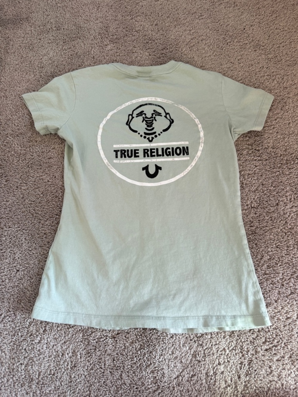 True Religion Sage Green Logo T‑Shirt